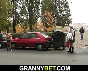 Old granny prostitute is picked up added to fucked